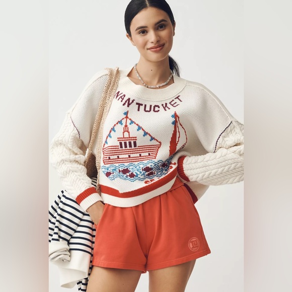 $188! Anthropologie Maeve Graphic Cable-Knit Sweater Small NWOT - Picture 2 of 6